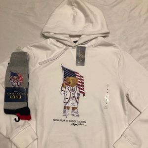 Polo Men’s American Flag Bear Hoodie & Sock Set